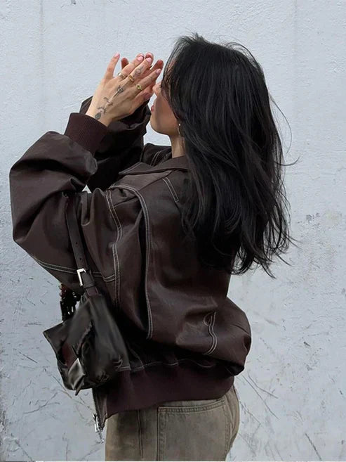 Reina | Women’s oversized jacket with contrast stitching and statement design