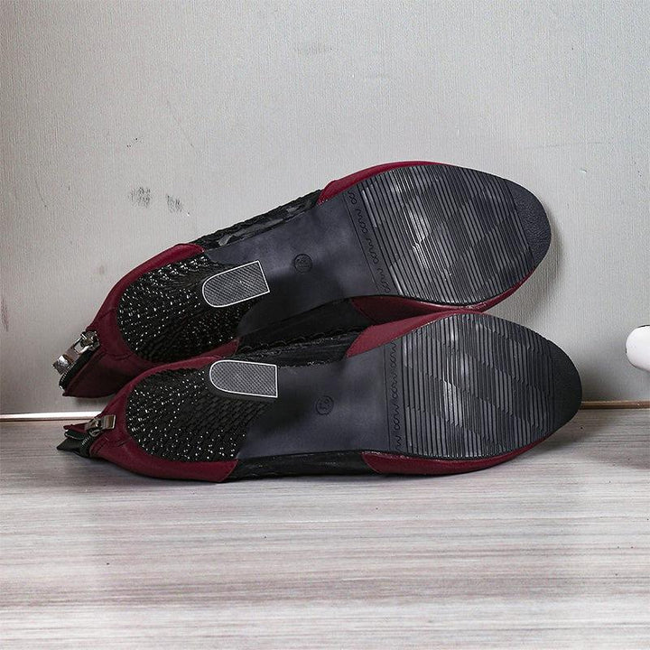 Gladys | Women’s lace ankle boots with floral mesh and block heel