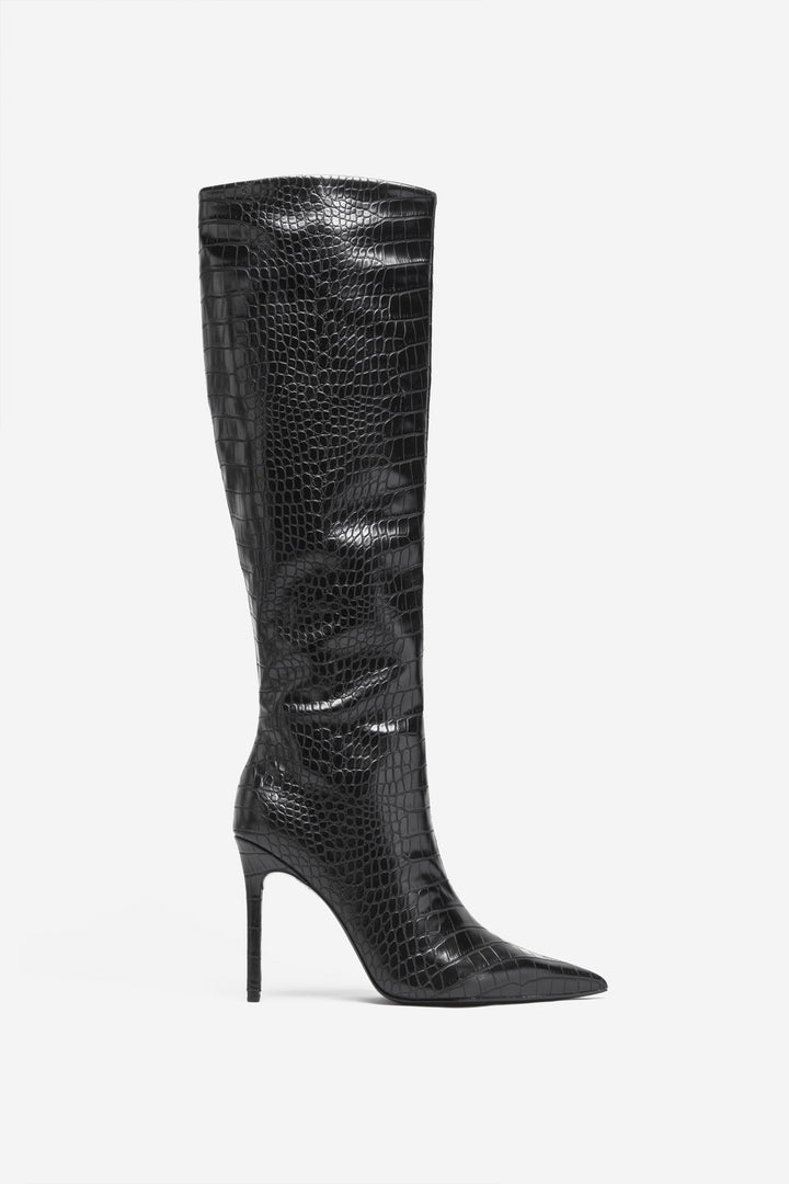 Yvonne | Women’s pointed-toe croc-embossed stiletto boots