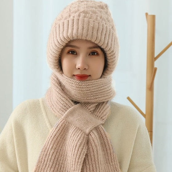 Selwen | Women’s integrated knit cap scarf with a soft ear-covering design