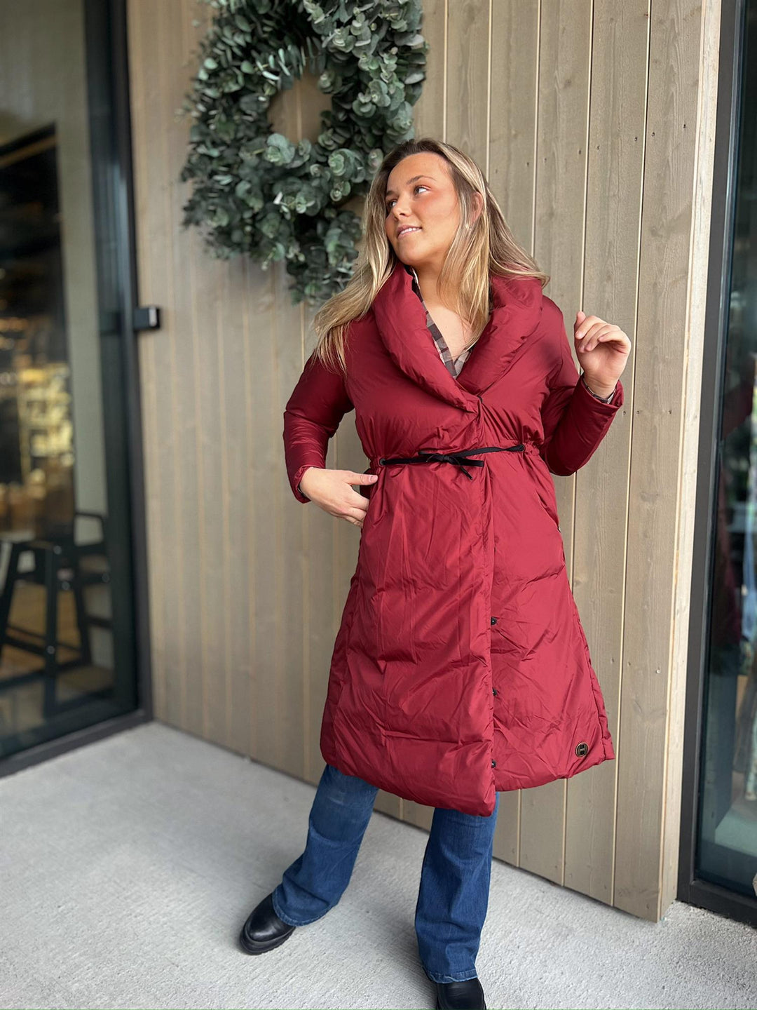 Kylene | Women’s wrap coat with a relaxed silhouette and shawl collar