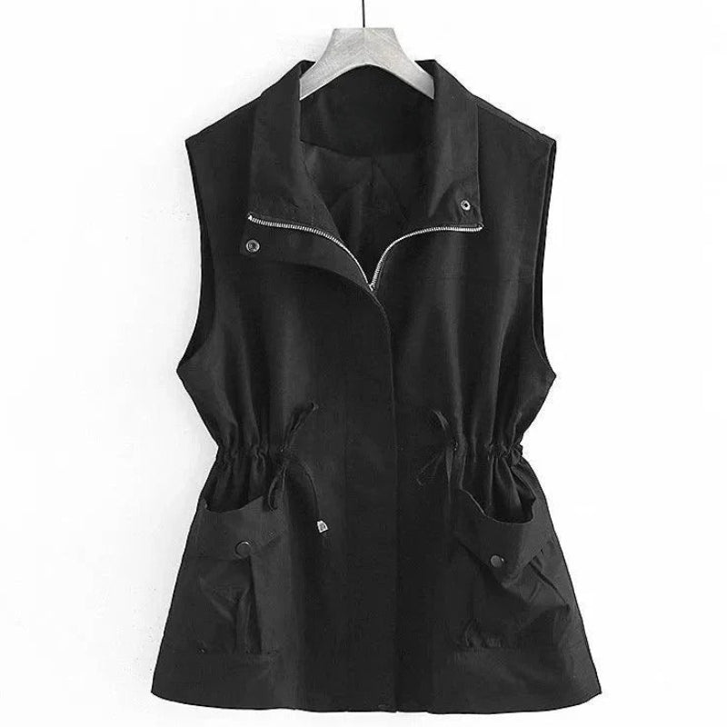 Rita | Women’s sleeveless vest – zipped front & cinched waist