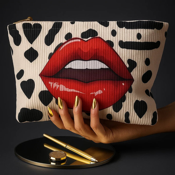Molly | Women’s zipper pouch bag with graffiti-inspired lip design