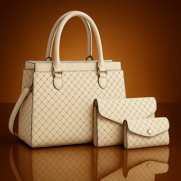 Sandra | Women’s structured handbag set with geometric pattern
