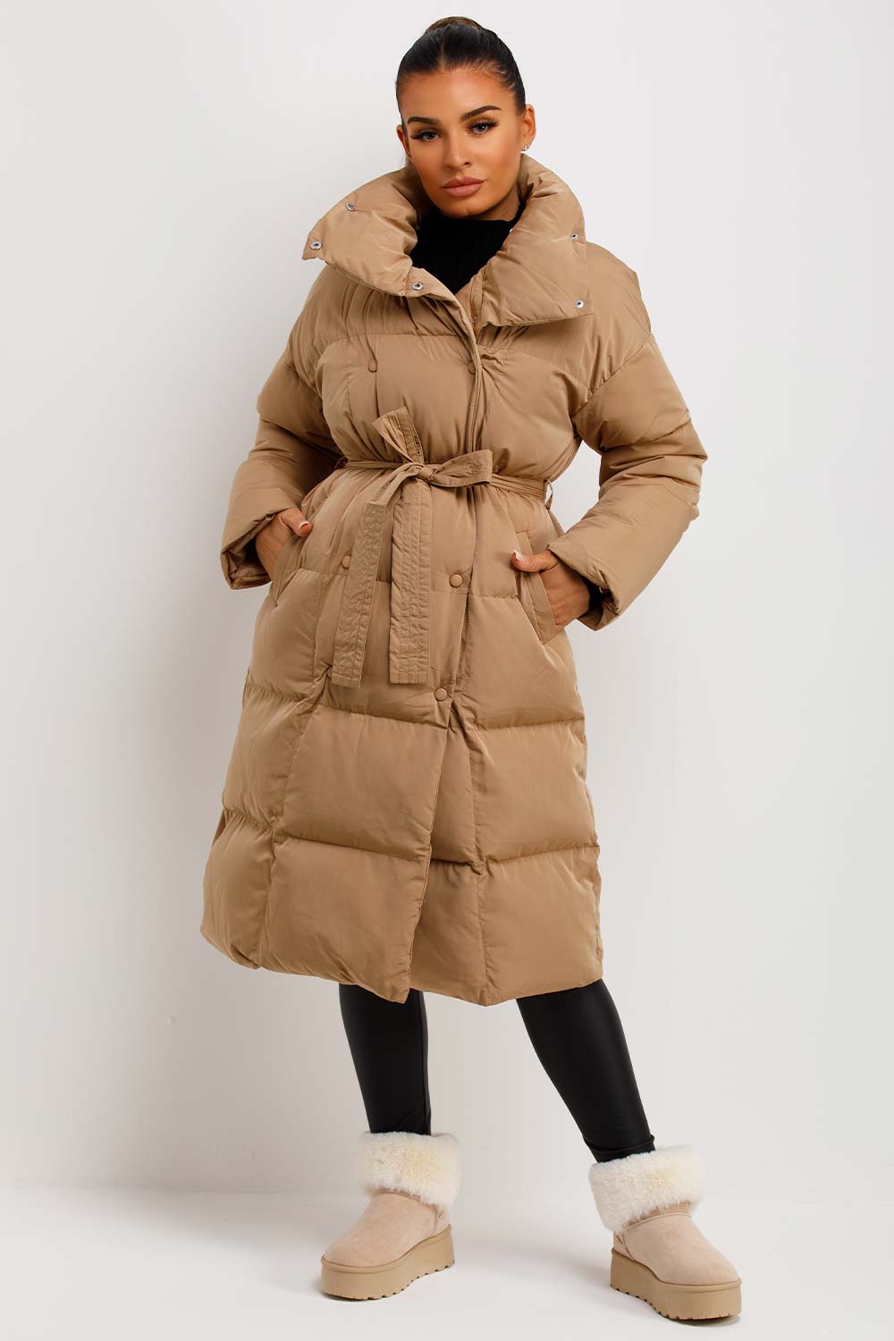 Rilana | Women’s long puffer coat in duvet style