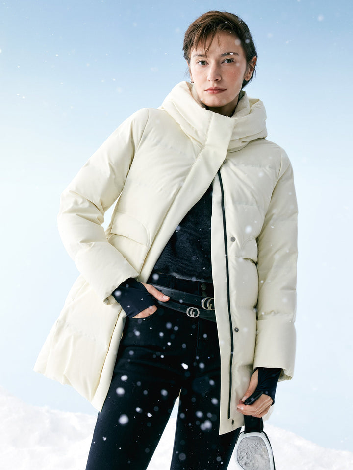 Arlae | Women’s long hooded winter jacket with a structured thermal silhouette