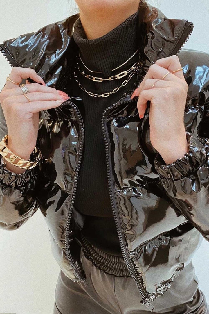 Briarlen | Women’s shiny cropped puffer jacket