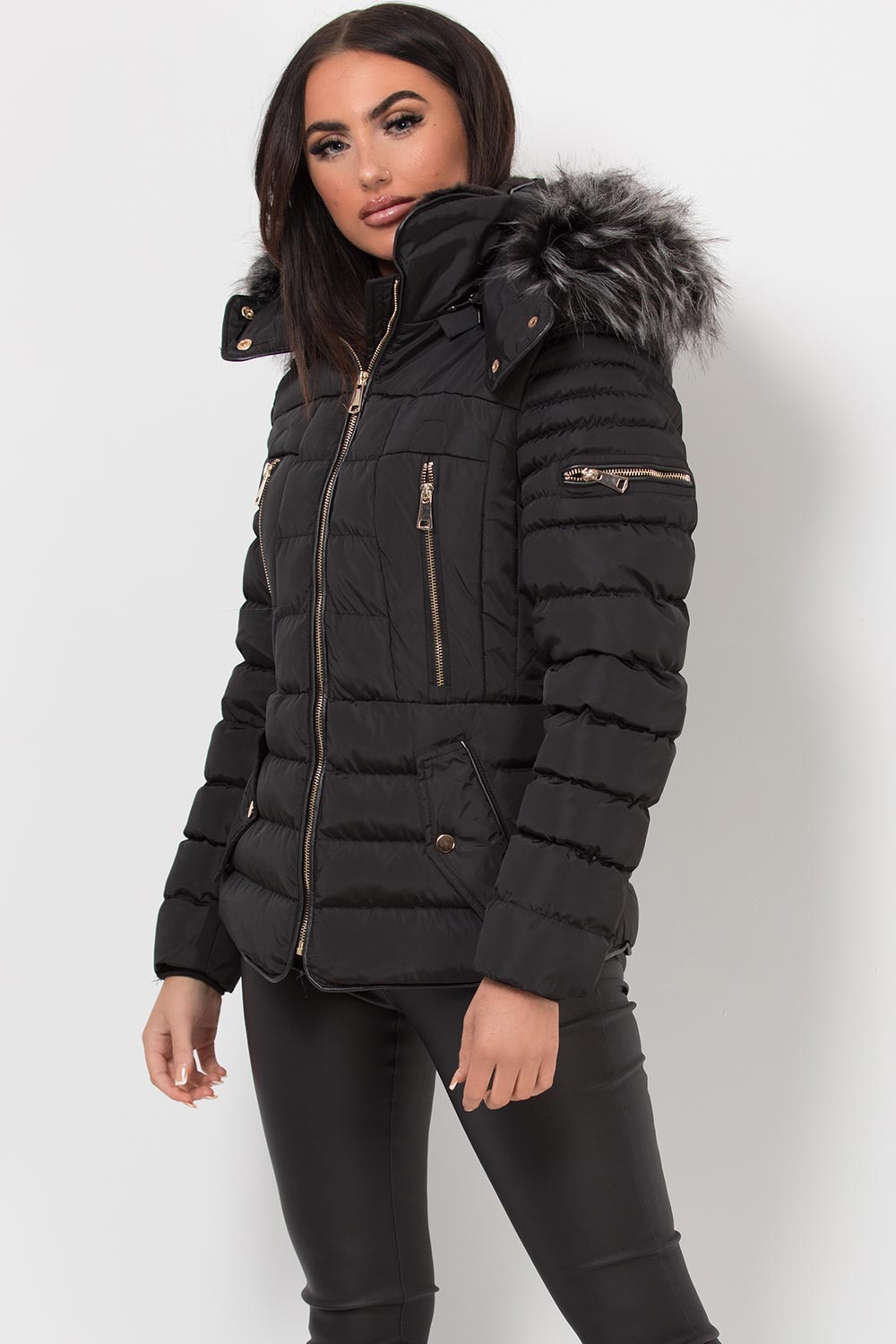 Avenleigh | Women’s hooded puffer jacket with faux fur trim