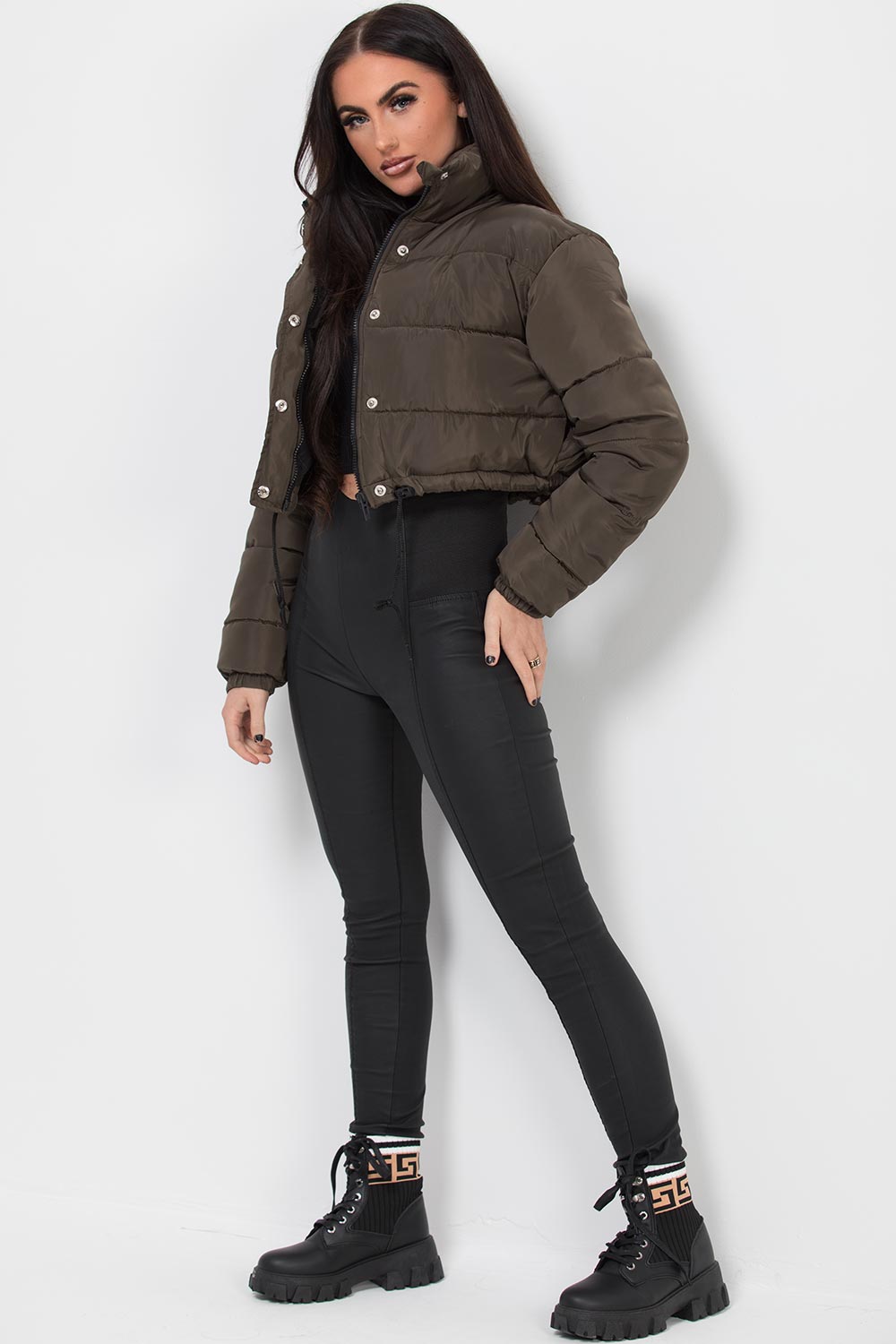 Ellowin | Women’s cropped puffer jacket with adjustable drawstring