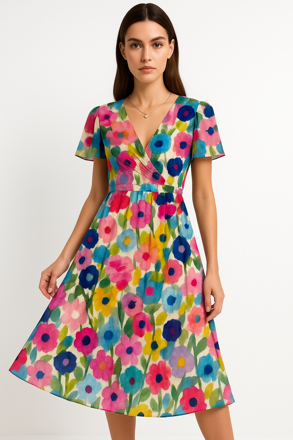 Bell | Women’s wrap summer dress with v-neckline and short flutter sleeves