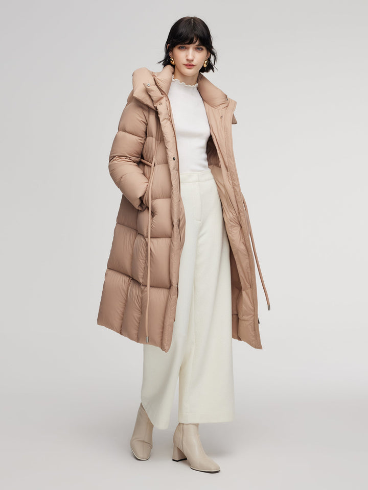 Tivra | Women’s hooded winter coat with a soft, adjustable belted silhouette
