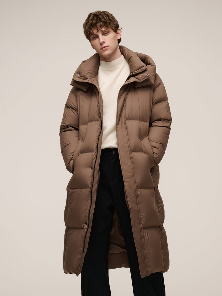 Corvyn | Women’s lightweight long winter coat with a sleek hooded silhouette