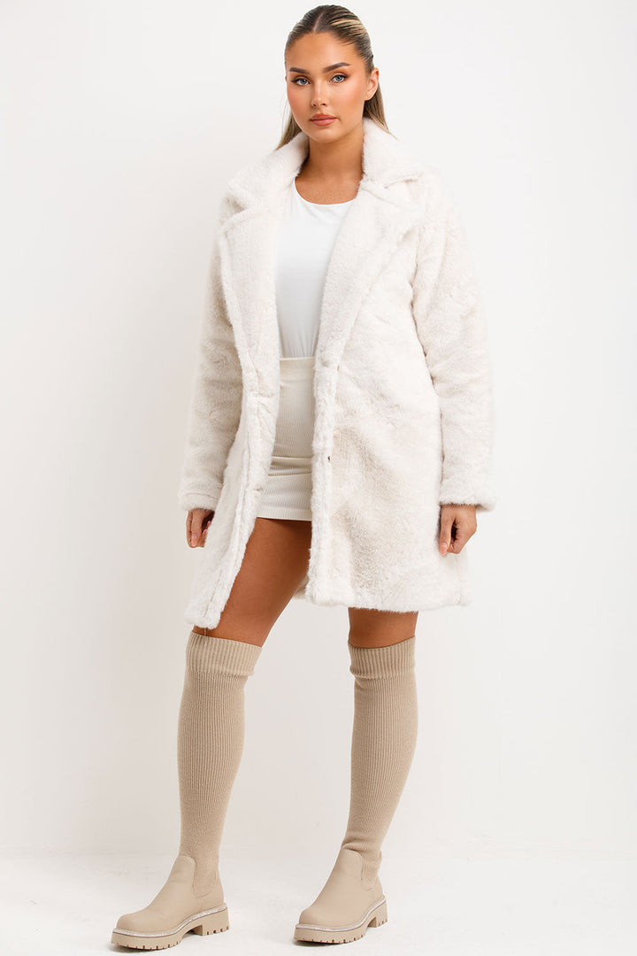Lovisa | Women’s faux fur coat with lapel collar