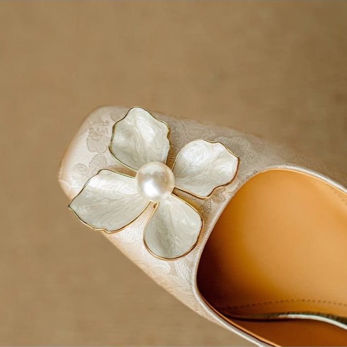 Azalea | Women’s block heel sandals with floral embellishment