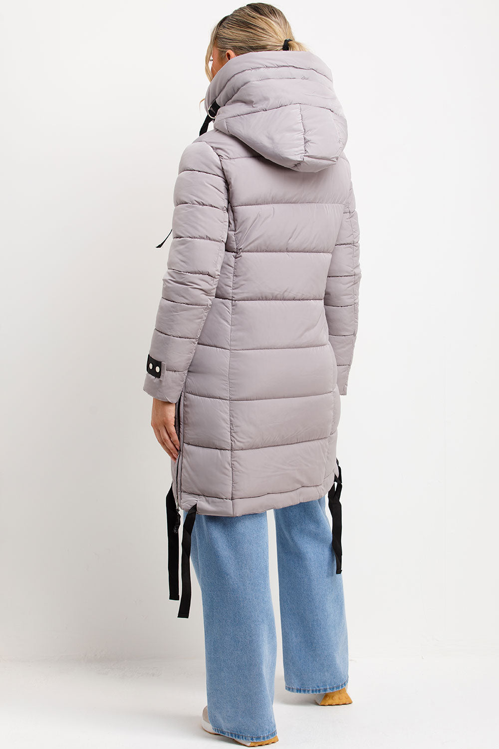 Ambriah | Women’s long puffer coat with hood and side straps