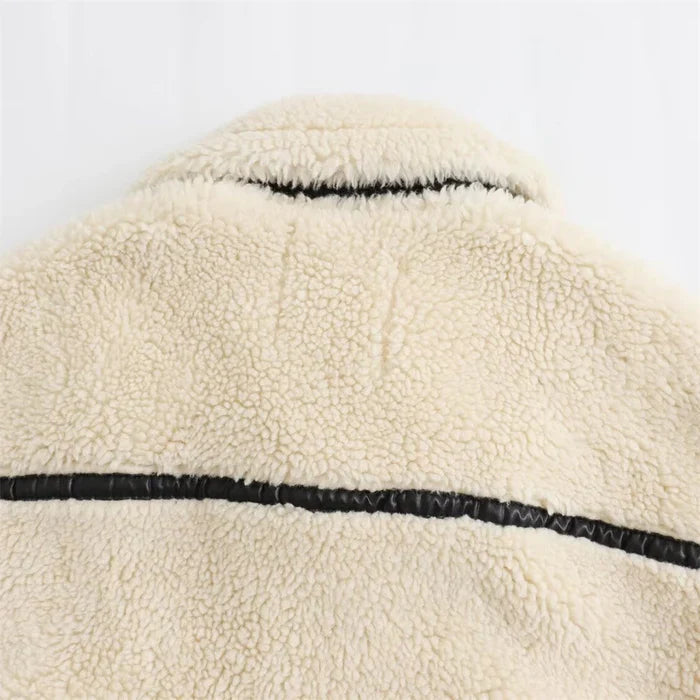 Eleanor | Women’s vegan sherpa jacket with leather accents