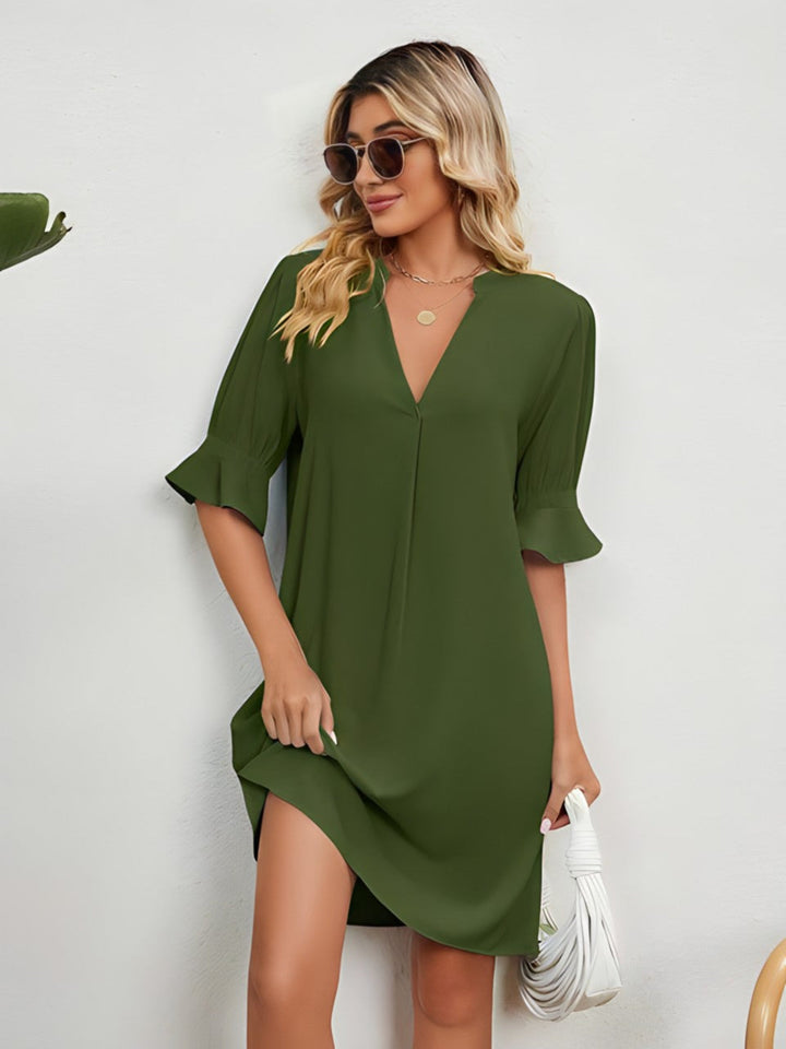 Valentina | Casual loose pleated knee-length dress