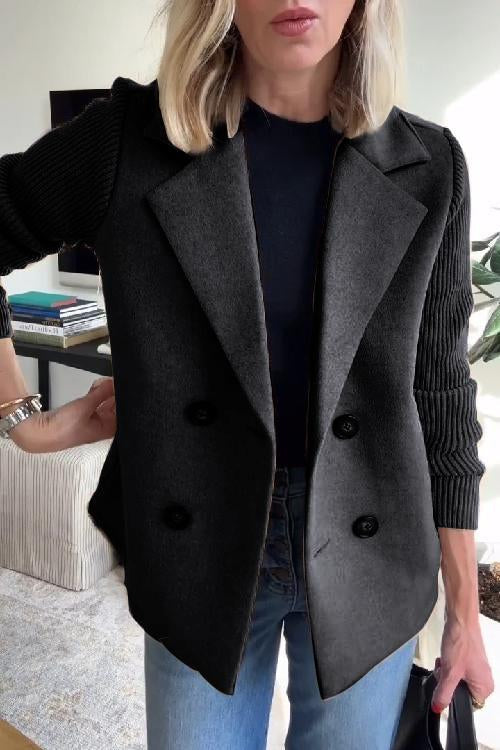 Indie | Women’s knit sleeve blazer with double-breasted and structured lapels
