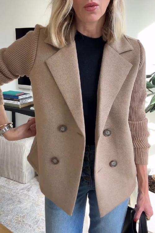 Indie | Women’s knit sleeve blazer with double-breasted and structured lapels