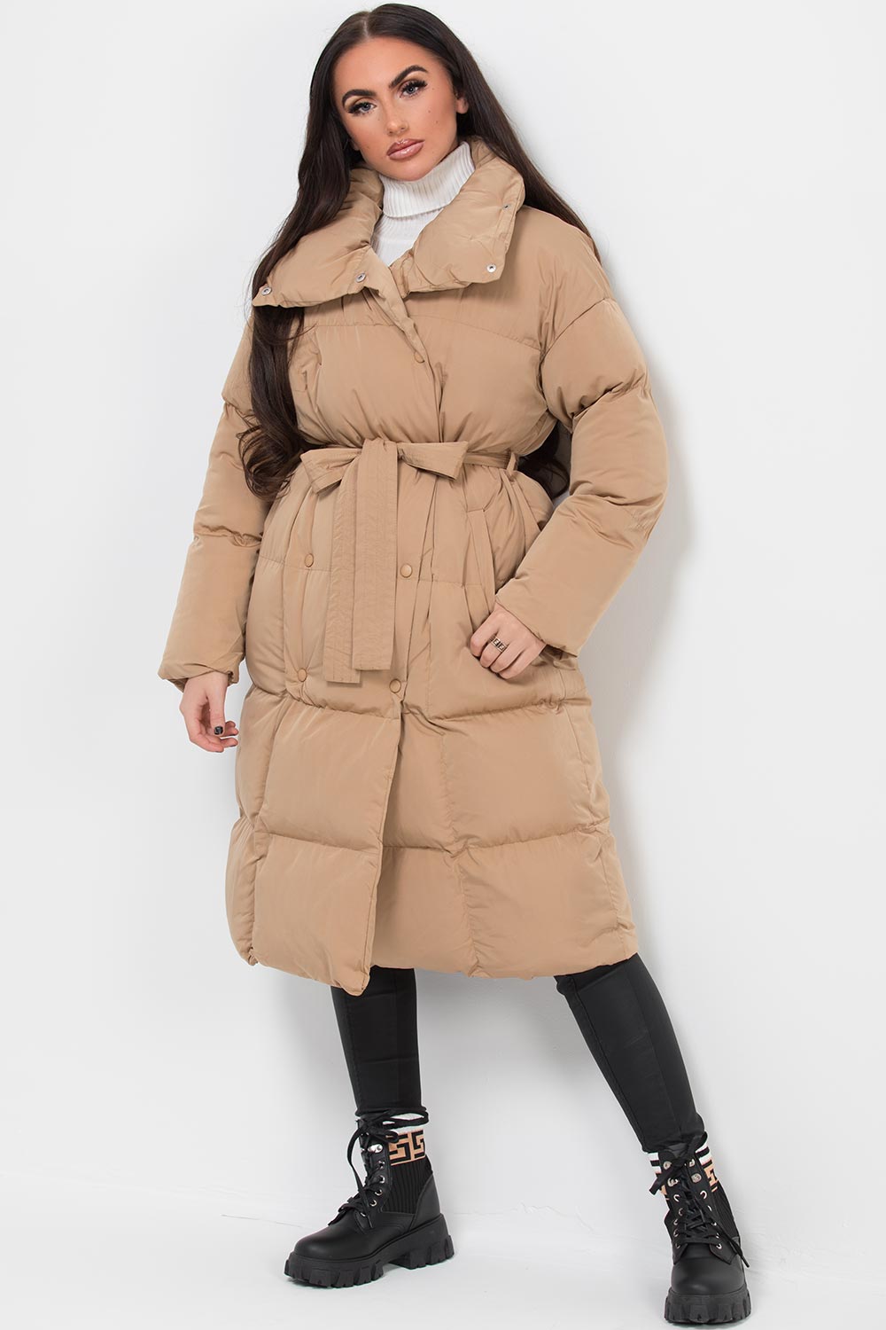 Roslyn | Women’s long puffer coat with waist belt