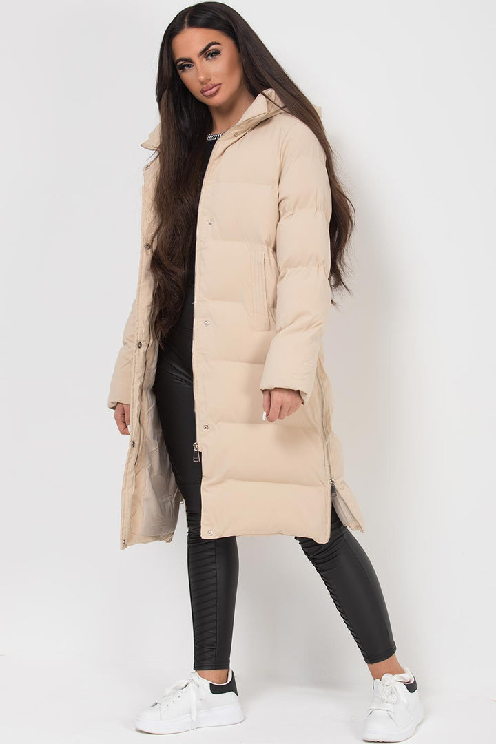 Faelynn | Women’s long puffer coat with side zip