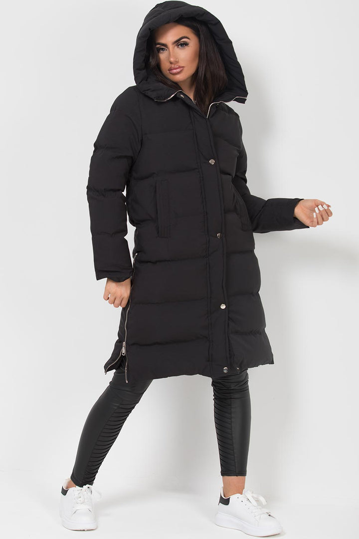Alisanne | Women’s long puffer jacket with side-zip detailing