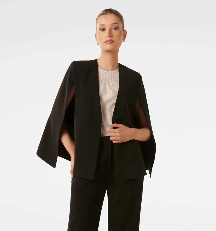 Claire | Women's elegant cape blazer with flowing cut and sleeve slits