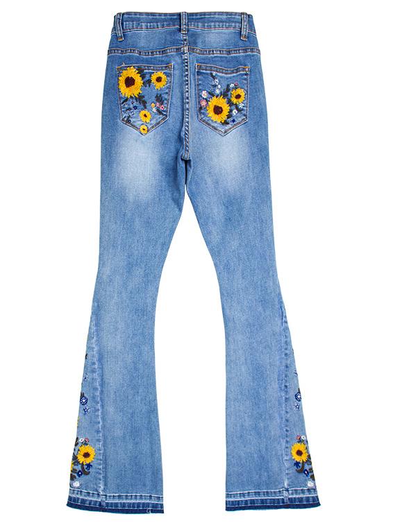 Freya | Women’s flare jeans with embroidered detail and slim fit