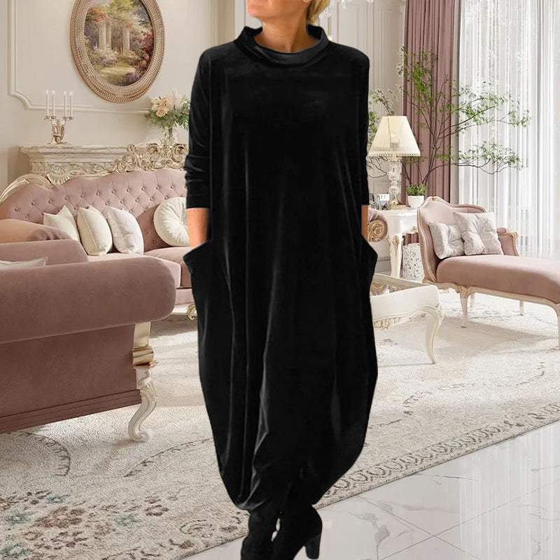 Olira | Women’s long round-neck dress with a smooth, elongated silhouette