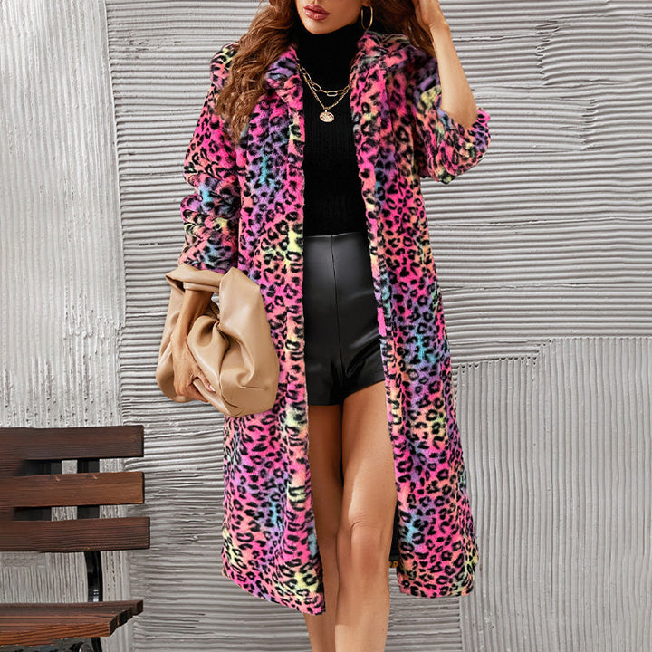 Zyrin | Women’s patterned faux fur coat with a relaxed cold-season silhouette