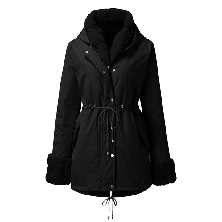 Venra | Women’s mid-length parka coat with removable trim and adjustable shaping
