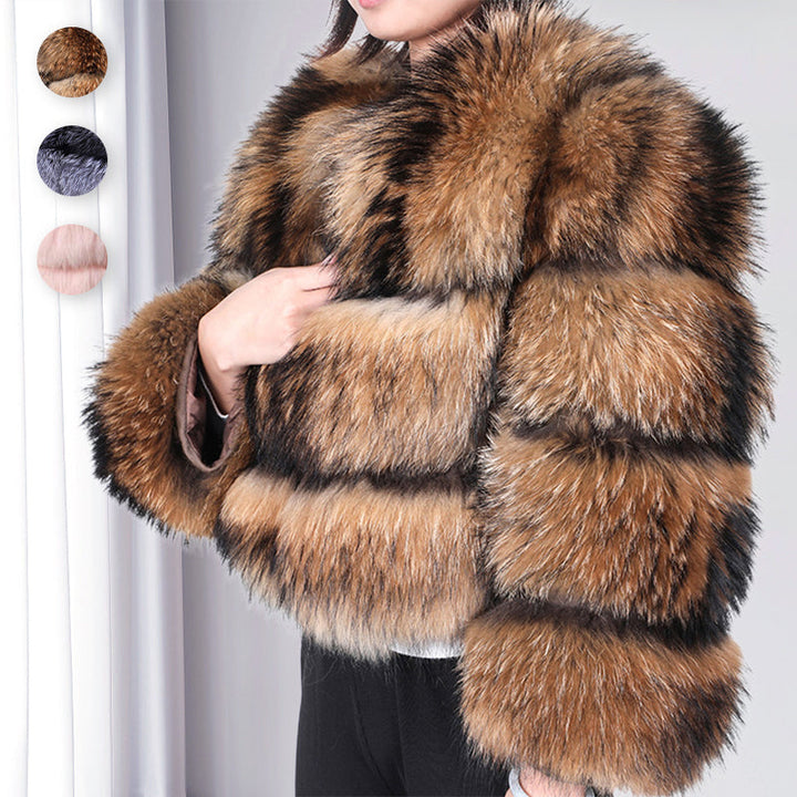 Talinra | Women’s short faux-fur jacket with a soft textured seasonal finish