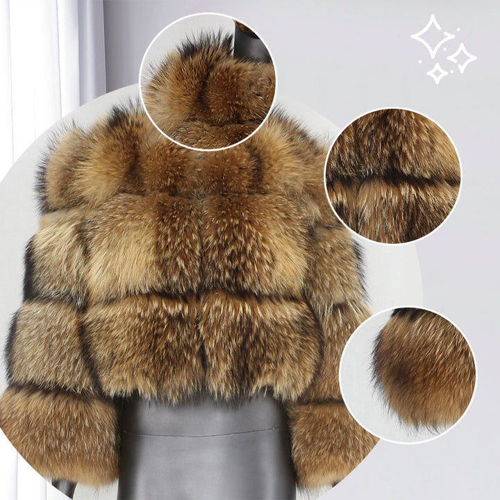 Talinra | Women’s short faux-fur jacket with a soft textured seasonal finish