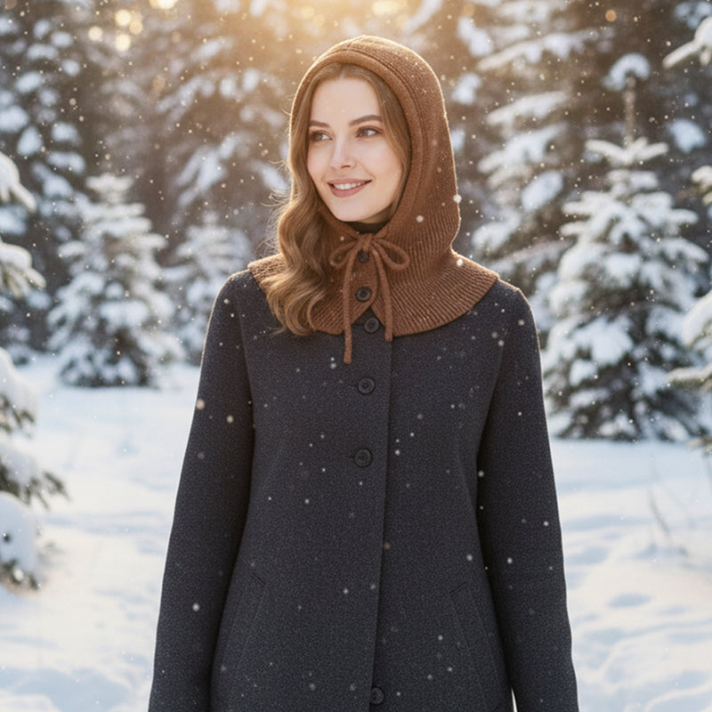 Merelle | Women’s knit balaclava hood with a shaped button-front design