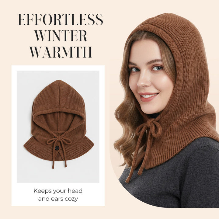 Merelle | Women’s knit balaclava hood with a shaped button-front design