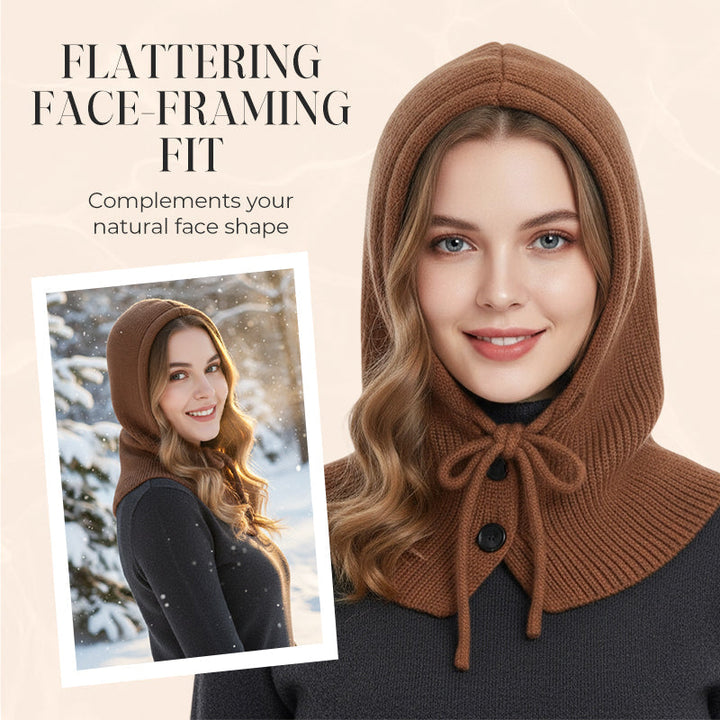 Merelle | Women’s knit balaclava hood with a shaped button-front design