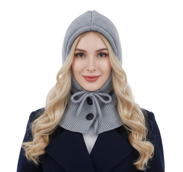 Merelle | Women’s knit balaclava hood with a shaped button-front design