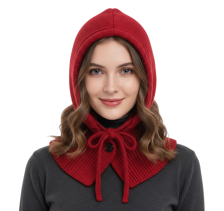 Merelle | Women’s knit balaclava hood with a shaped button-front design