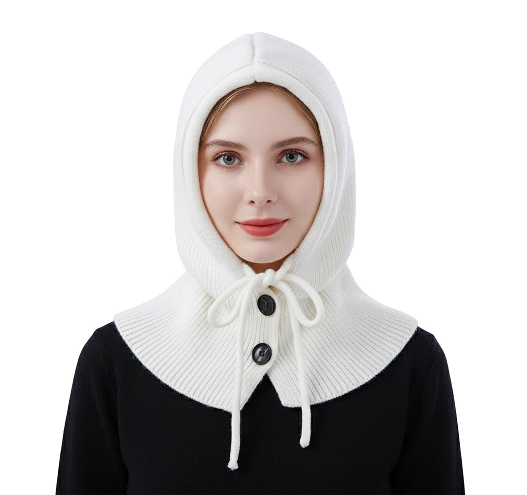 Merelle | Women’s knit balaclava hood with a shaped button-front design