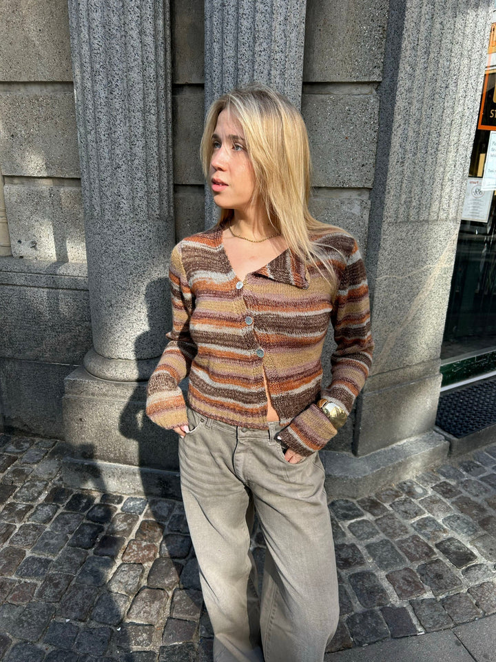 Lena | Women’s knit cardigan with striped button design